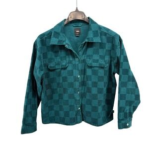 Vans Shirt Jacket Womens Medium Pre-Owned Shacket Teal Corduroy Checkerboard